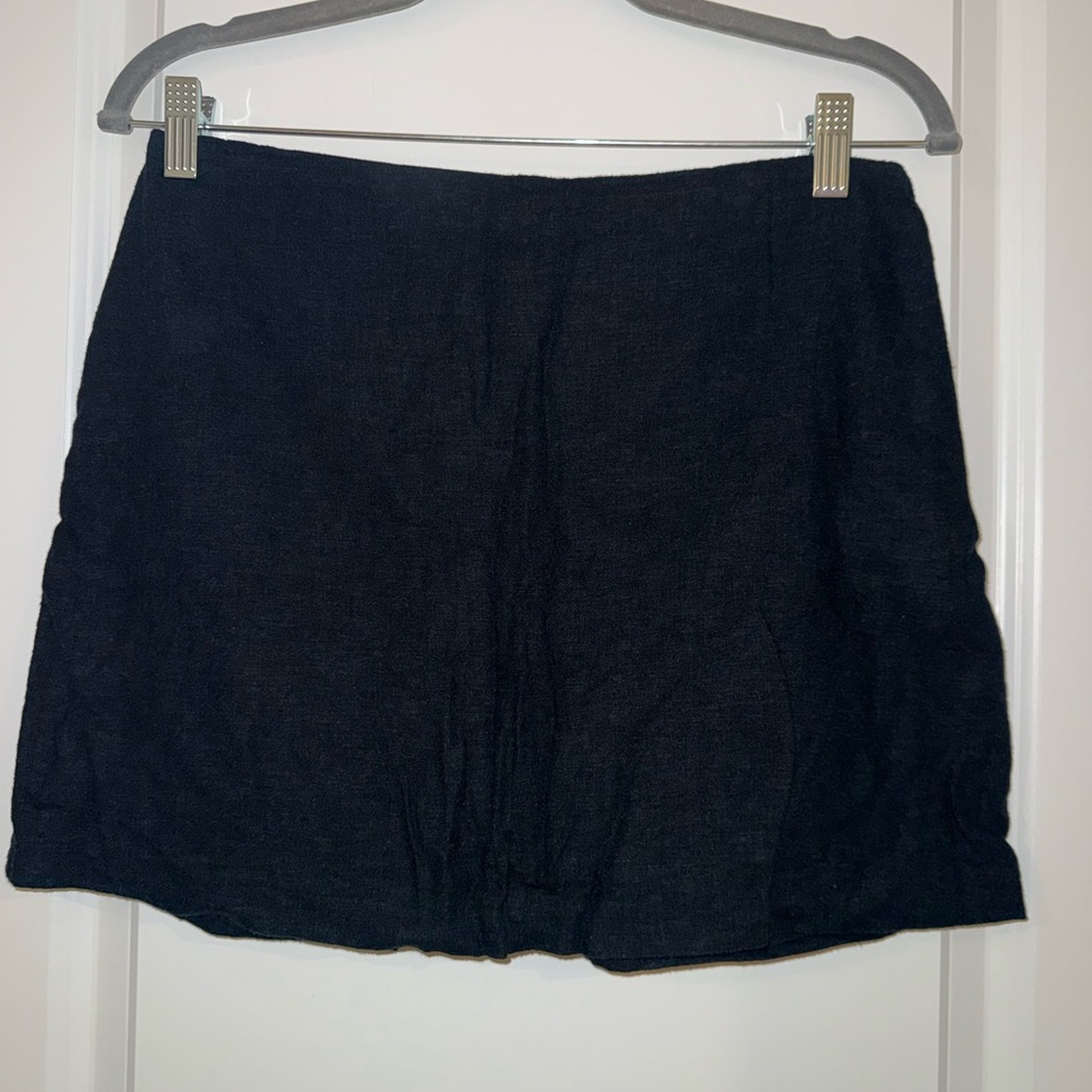 Black Mini Linen Skirt